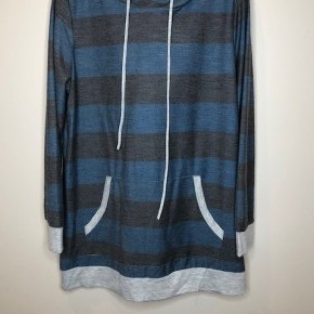 Stripped Hooded Tunic Top